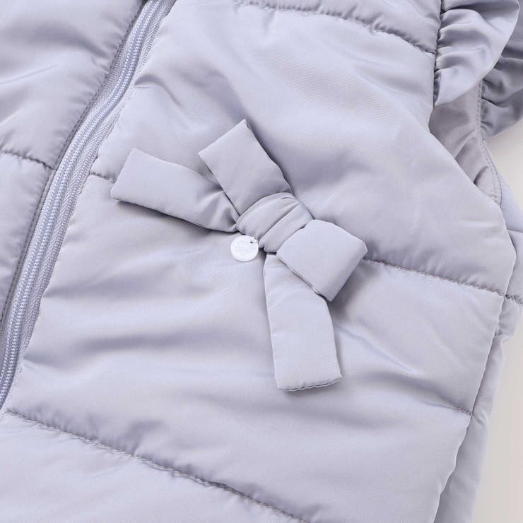 【店舗限定】リボンフリルタフタ中綿ベスト(95~150cm) | BeBe Petits Pois Vert | 詳細画像12 