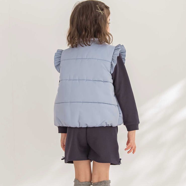 【店舗限定】リボンフリルタフタ中綿ベスト(95~150cm) | BeBe Petits Pois Vert | 詳細画像5 