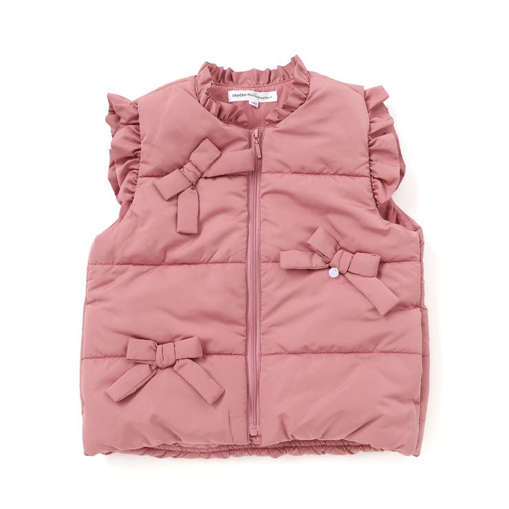 【店舗限定】リボンフリルタフタ中綿ベスト(95~150cm) | BeBe Petits Pois Vert | 詳細画像6 