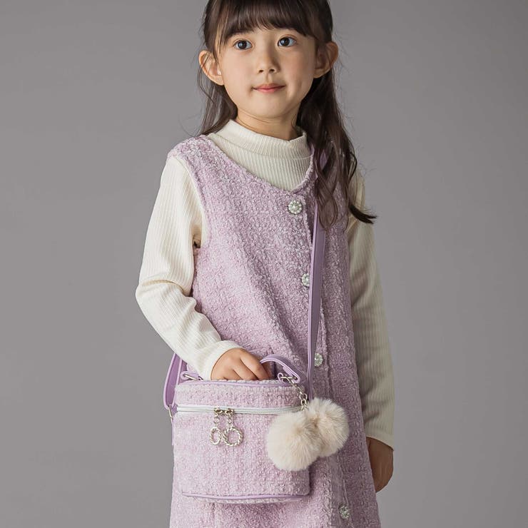 Bibiy ELISEバニティバッグ ネイビー ツイード ビビィ バニティバッグ