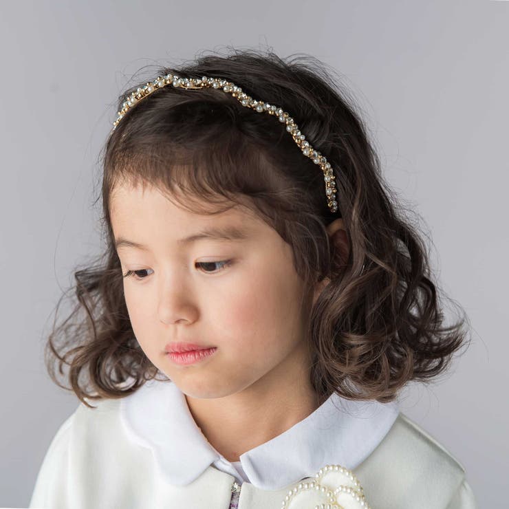 【店舗限定】パール＋ラインストーンカチューシャ | BeBe Petits Pois Vert | 詳細画像1 