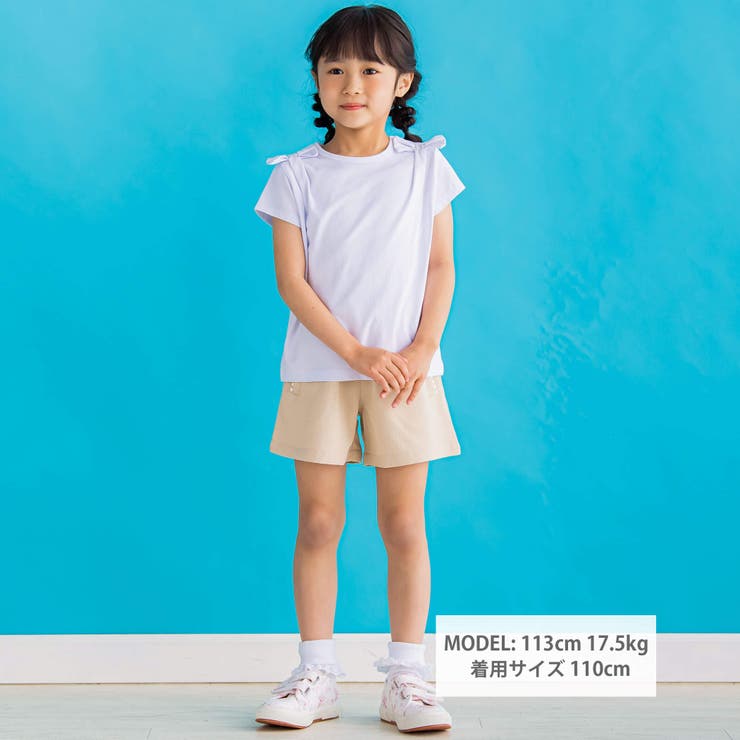 【店舗限定】肩リボンTシャツ(95~150cm) | BeBe Petits Pois Vert | 詳細画像2 