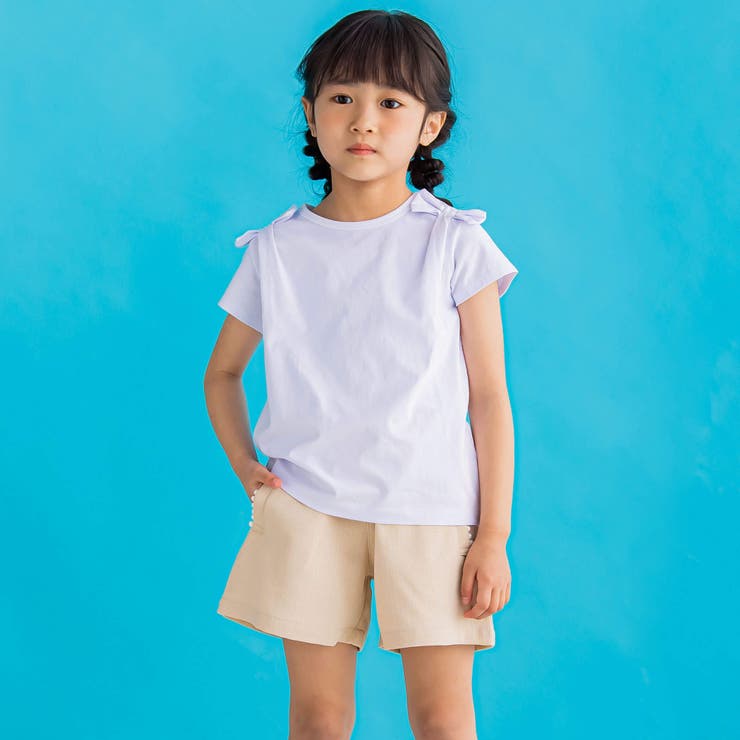 【店舗限定】肩リボンTシャツ(95~150cm) | BeBe Petits Pois Vert | 詳細画像3 