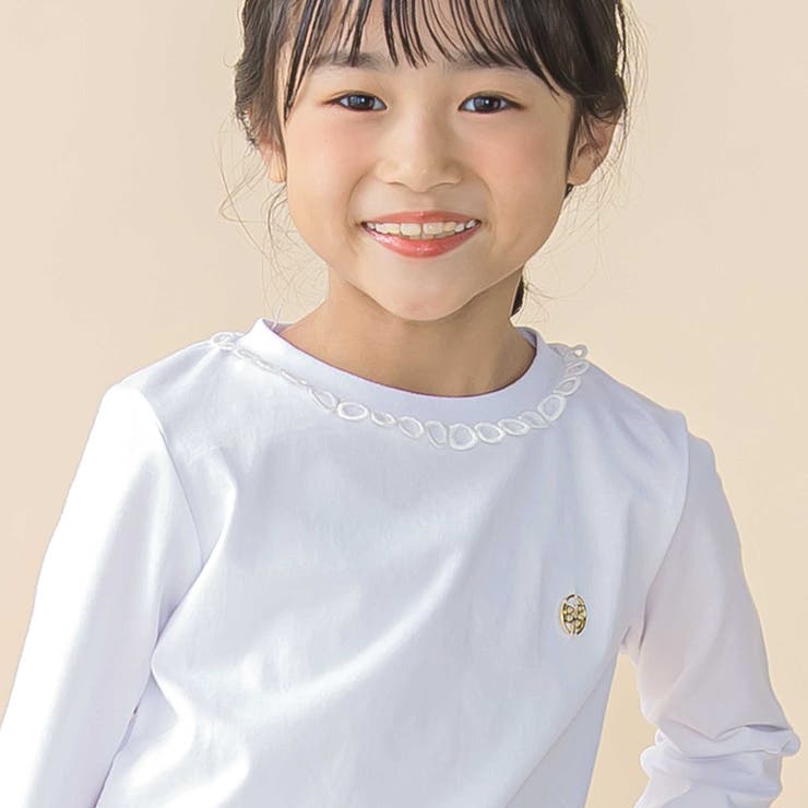 天竺レースポイントロングTシャツ(95~150cm) | BeBe Petits Pois Vert | 詳細画像4 