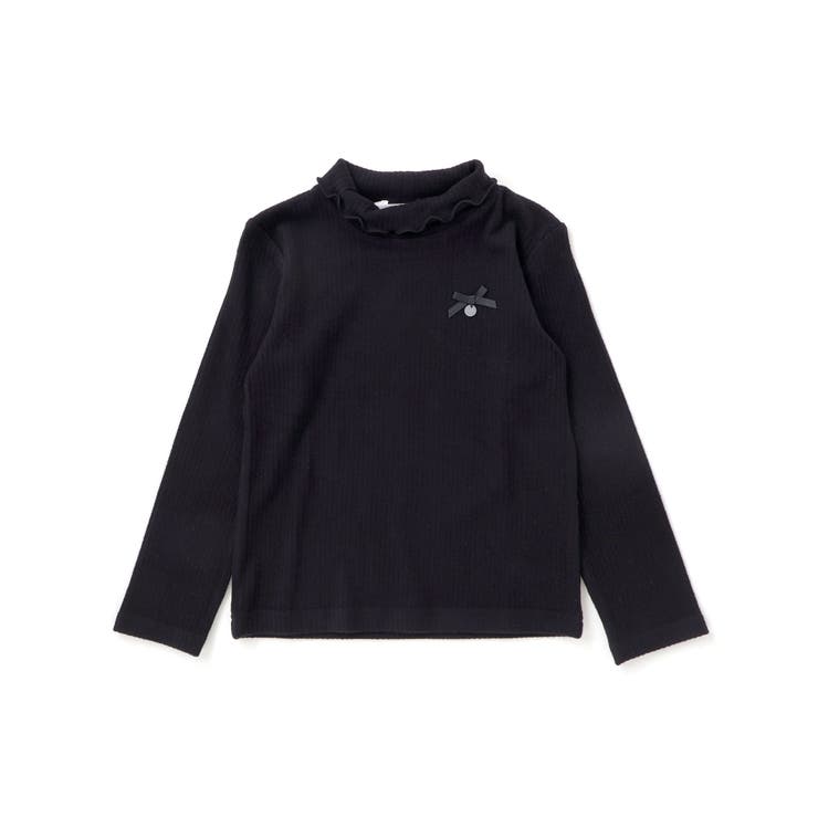ブラック | 【店舗限定】起毛リブハイネック折り返しトップス(95~160cm) | BeBe Petits Pois Vert