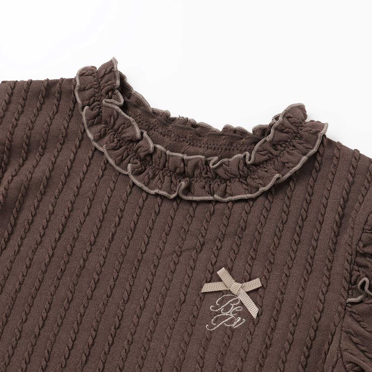 【店舗限定】メロウフリル立体リブ長袖Tシャツ(95~150cm) | BeBe Petits Pois Vert | 詳細画像7 