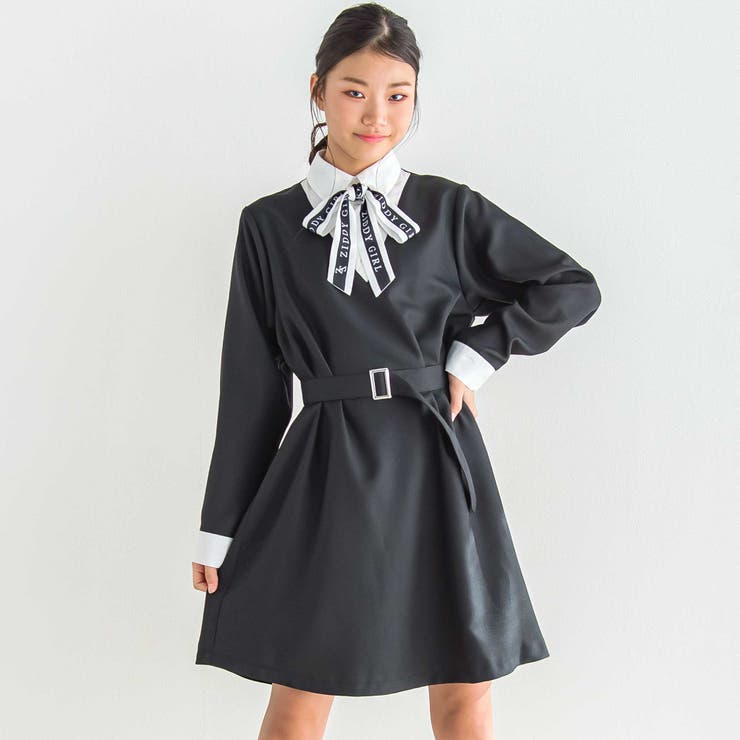 ブラック | リボンタイ付きワンピ―ス(130~160cm) | ZIDDY