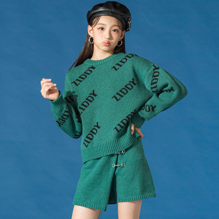 グリーン | ロゴニット＆ビット付きスカパンセットアップ(130~160cm) | ZIDDY