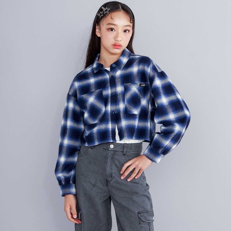 オンブレチェックシャツ＆長袖Tシャツセット[品番：BEBK0010493