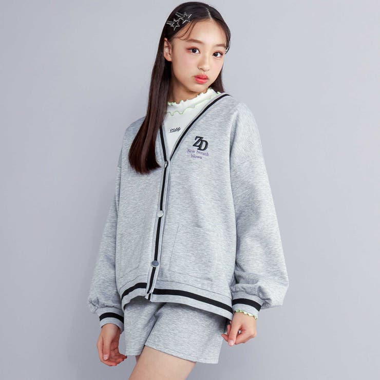 Vネックポンチカーディガン＆ショートパンツセット[品番