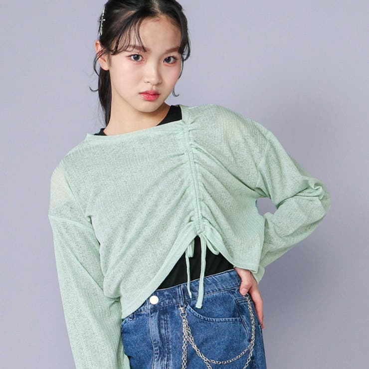 肩あきTシャツ＆シャーリングトップセット | ZIDDY | 詳細画像9 