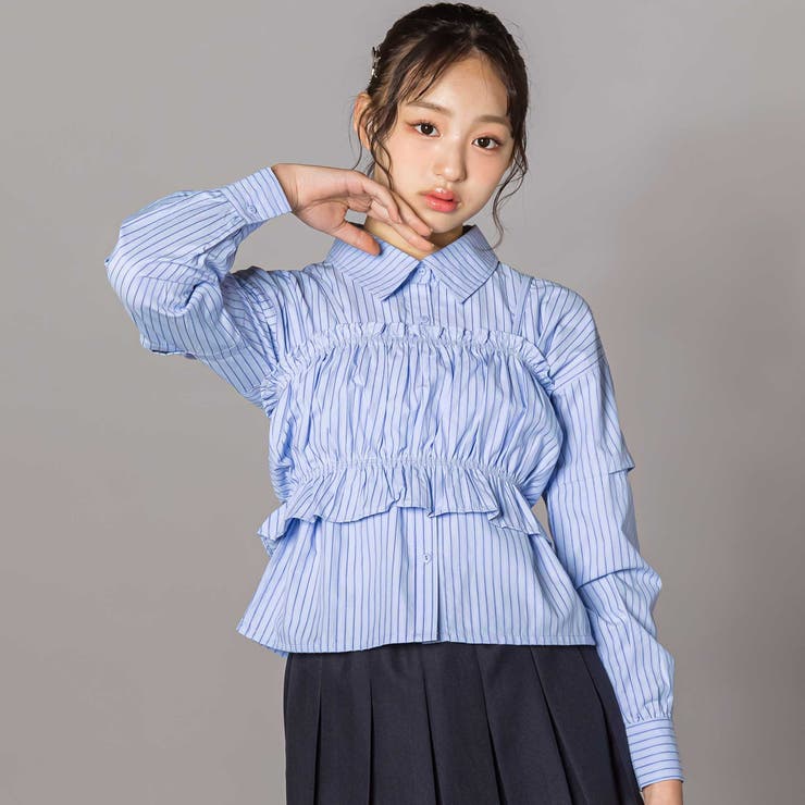 ニコ☆プチ 掲載 】シャツ＆ビスチェセット(130~160cm)[品番