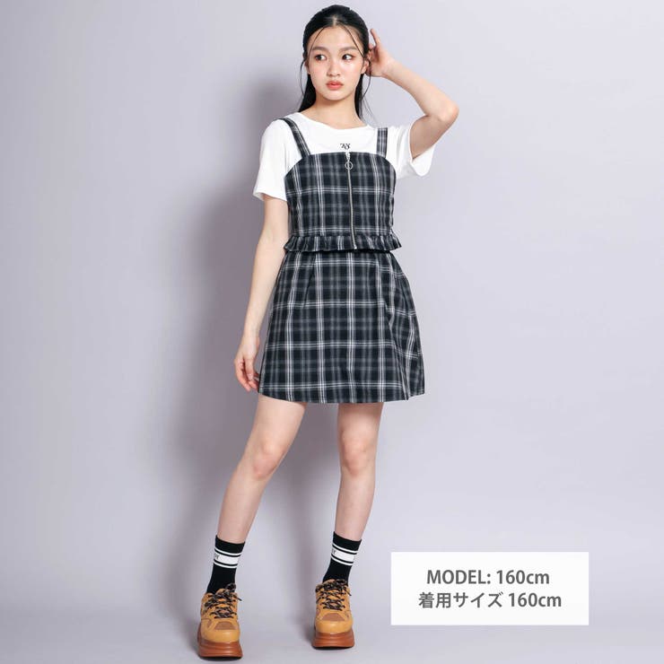 チェックビスチェ3点セット(130~160cm)[品番：BEBK0011062