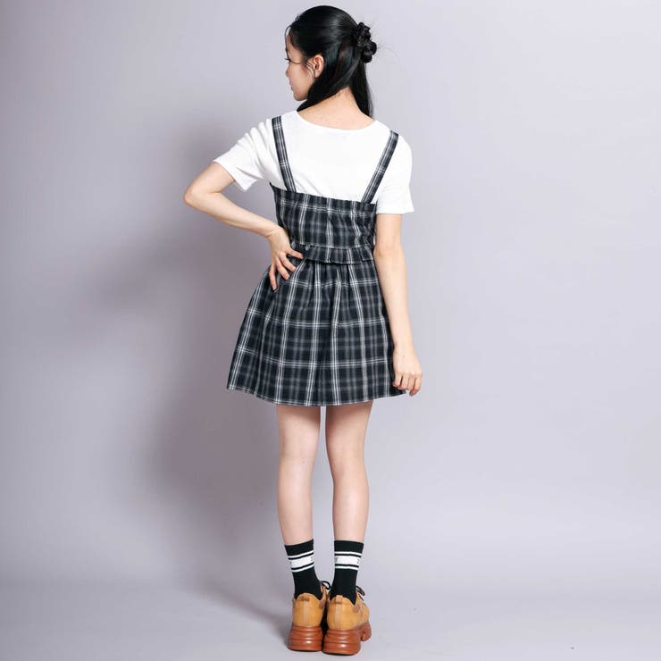 チェックビスチェ3点セット(130~160cm)[品番：BEBK0011062]｜ZIDDY