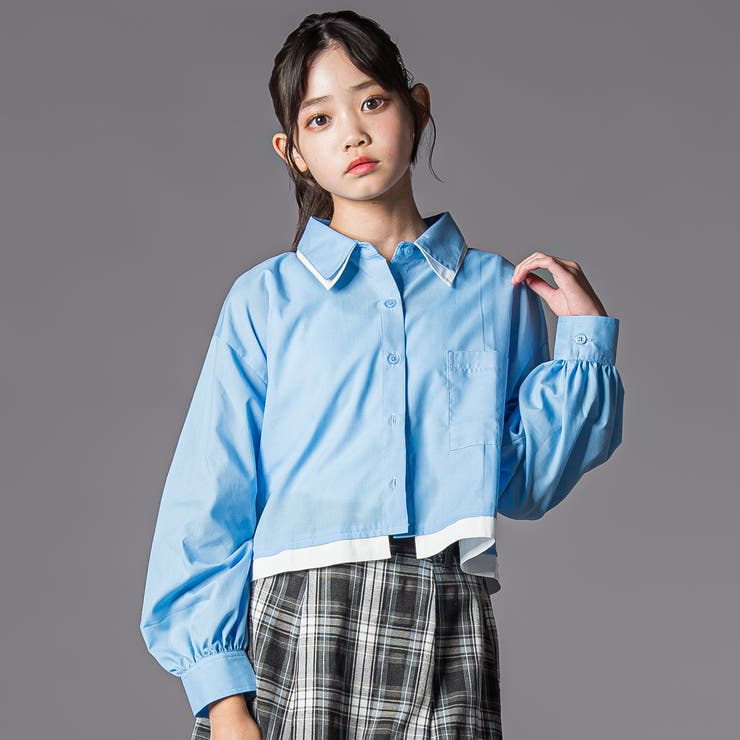 ダブル襟長袖シャツブラウス&タンクトップセット(130~160cm) | ZIDDY | 詳細画像1 