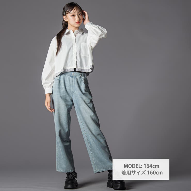 ダブル襟長袖シャツブラウス&タンクトップセット(130~160cm) | ZIDDY | 詳細画像4 