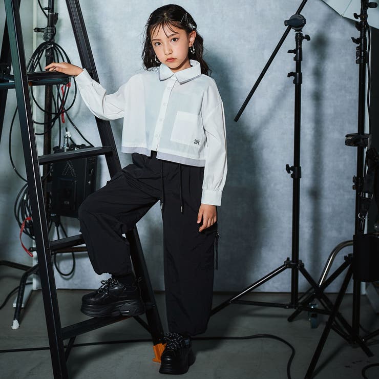 ダブル襟長袖シャツブラウス&タンクトップセット(130~160cm) | ZIDDY | 詳細画像6 