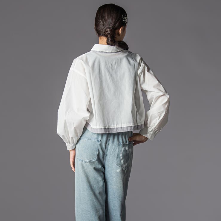 ダブル襟長袖シャツブラウス&タンクトップセット(130~160cm) | ZIDDY | 詳細画像7 