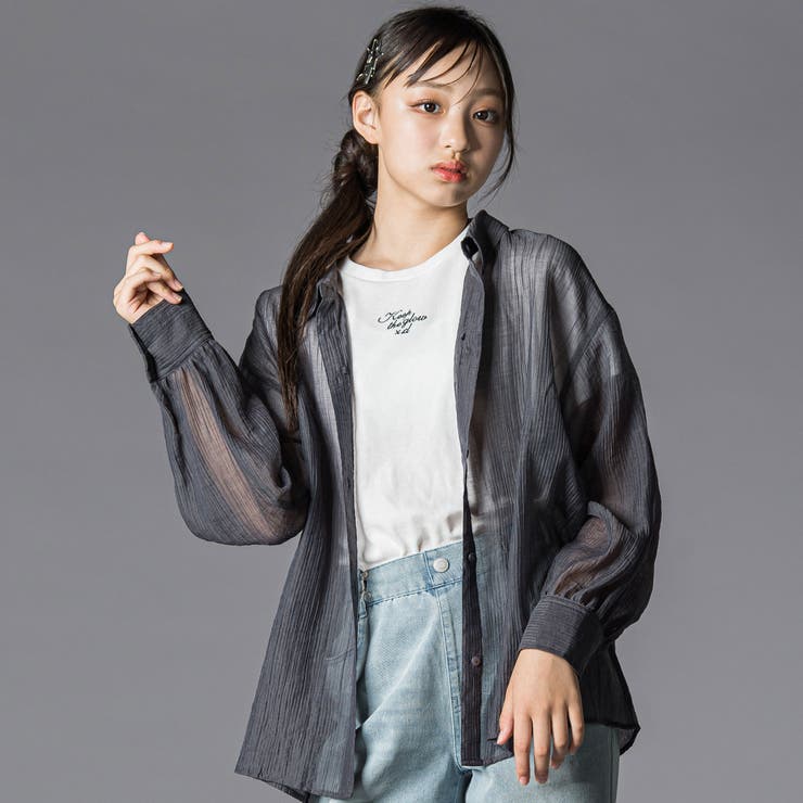 オフショルダー2WAY長袖シャツ＆半袖Tシャツセット(130~160cm)[品番