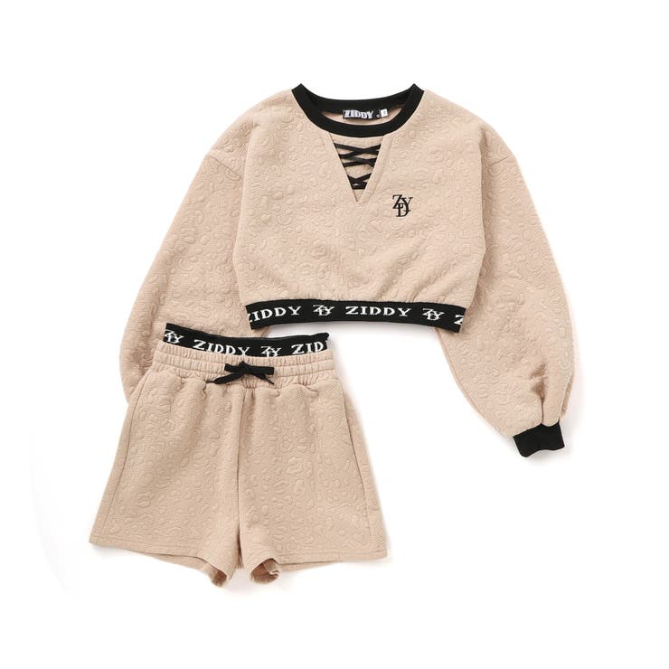 膨れジャガードトレーナー＆ショートパンツセット(130~160cm) | ZIDDY | 詳細画像10 