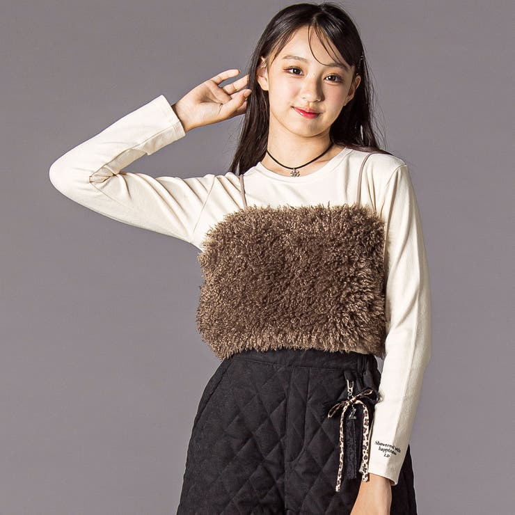 オフホワイト | ネックレス付きトップス＆ビスチェセット(130~160cm) | ZIDDY