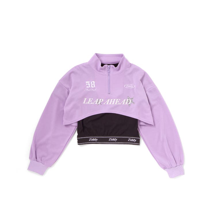 ハーフジップドロップショルダートップス＆短丈半袖Tシャツセット(130~160c… | ZIDDY | 詳細画像11 