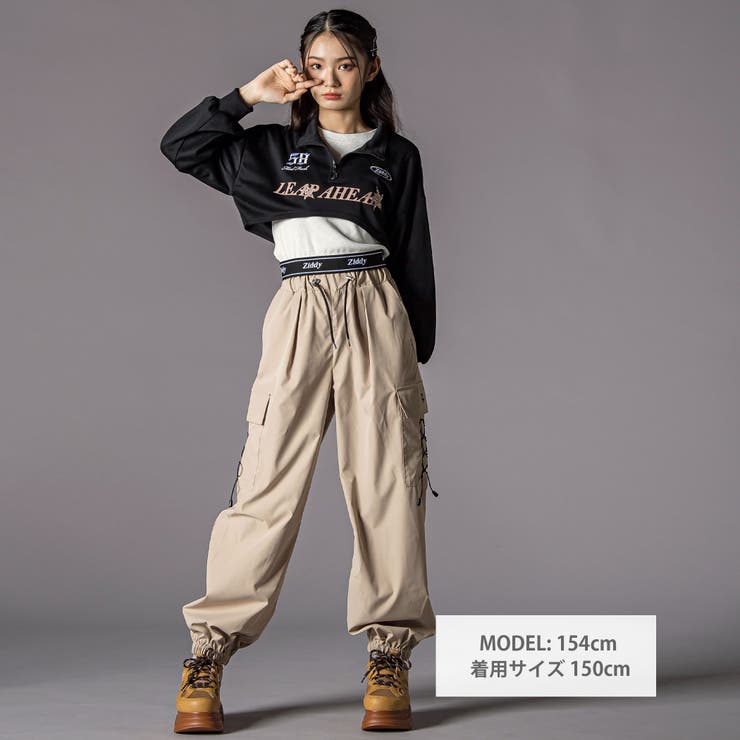 ハーフジップドロップショルダートップス＆短丈半袖Tシャツセット(130~160c… | ZIDDY | 詳細画像2 