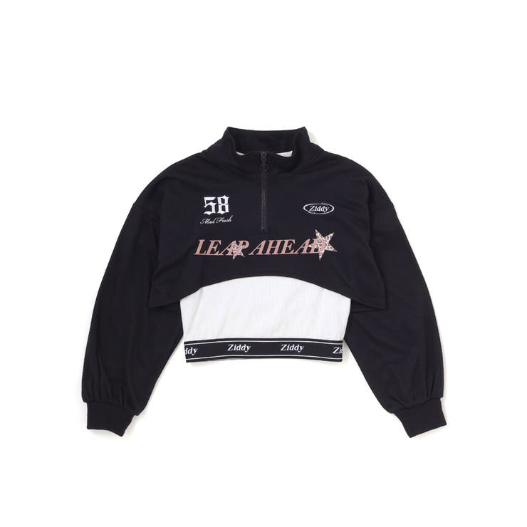 ハーフジップドロップショルダートップス＆短丈半袖Tシャツセット(130~160c… | ZIDDY | 詳細画像7 