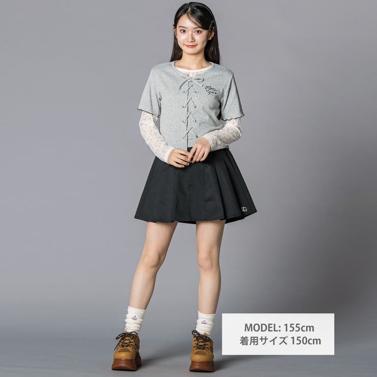 チュールレースアップTシャツセット(130~160cm) | ZIDDY | 詳細画像3 