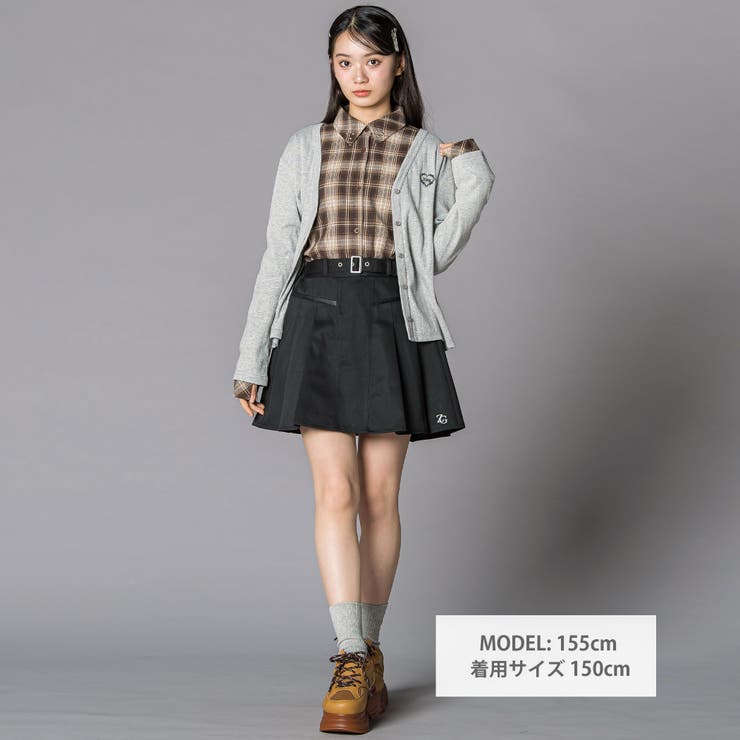 チェックシャツ×リブカーディガンセット(130~160cm) | ZIDDY | 詳細画像2 