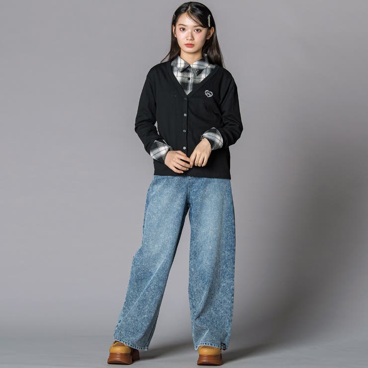 チェックシャツ×リブカーディガンセット(130~160cm) | ZIDDY | 詳細画像3 