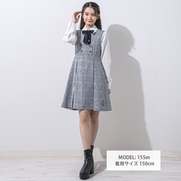 【 ニコ☆プチ 掲載 】グレンチェックジャンパースカート(130~160cm) | ZIDDY | 詳細画像2 