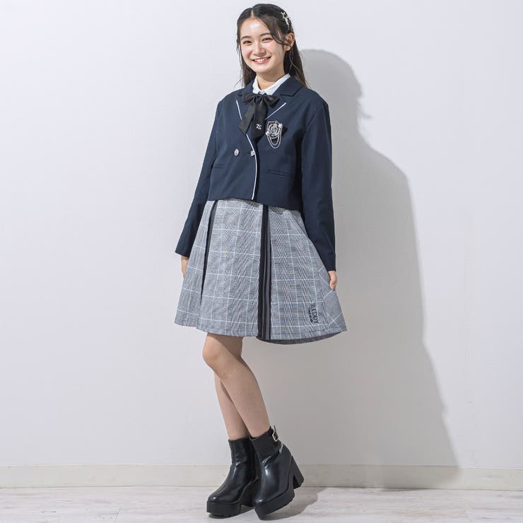 【 ニコ☆プチ 掲載 】グレンチェックジャンパースカート(130~160cm) | ZIDDY | 詳細画像4 