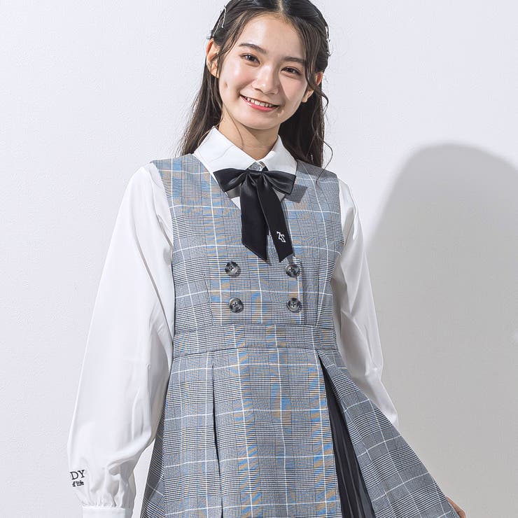 【 ニコ☆プチ 掲載 】グレンチェックジャンパースカート(130~160cm) | ZIDDY | 詳細画像5 