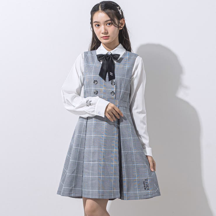 ブラック系 | 【 ニコ☆プチ 掲載 】グレンチェックジャンパースカート(130~160cm) | ZIDDY