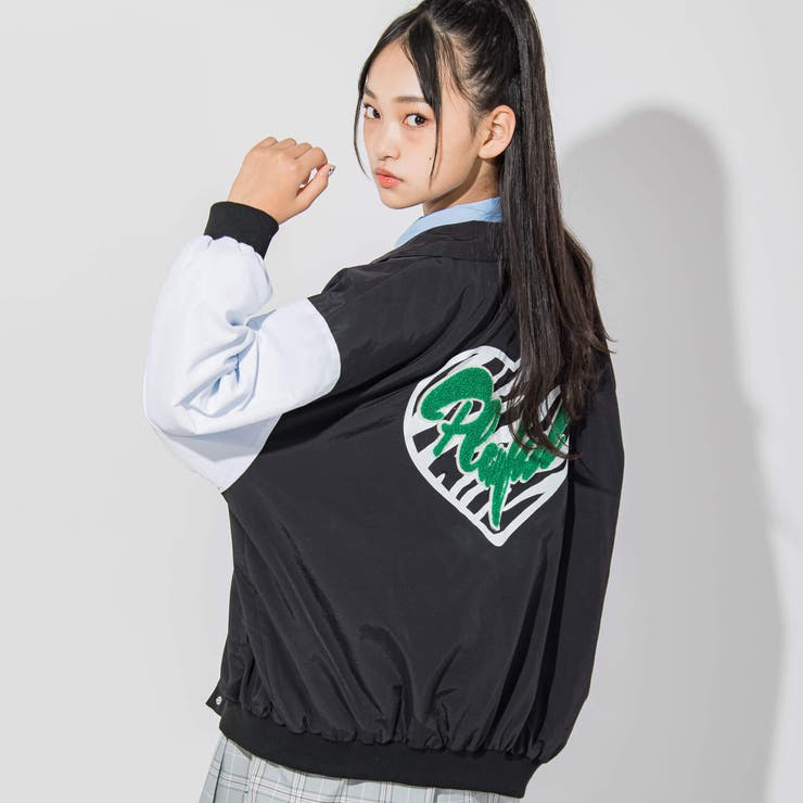 ニコ☆プチ 掲載 】サガラ刺繍バイカラースタジャン(130~160cm)[品番