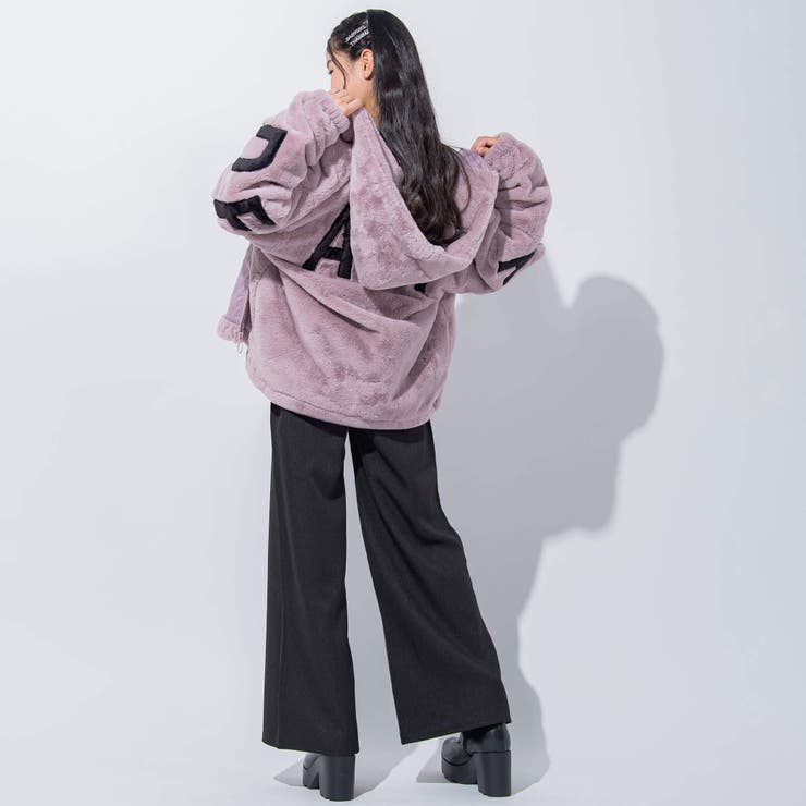 ニコ☆プチ 掲載 】バックロゴファーブルゾン(130~160cm)[品番