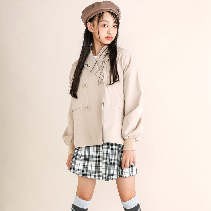 【 ニコ☆プチ 掲載 】トレンチコート風ブルゾン(130~160cm) | ZIDDY | 詳細画像5 