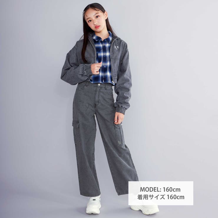 【 ニコ☆プチ 掲載 】ハイネックデニムジャケット(130~160cm) | ZIDDY | 詳細画像3 