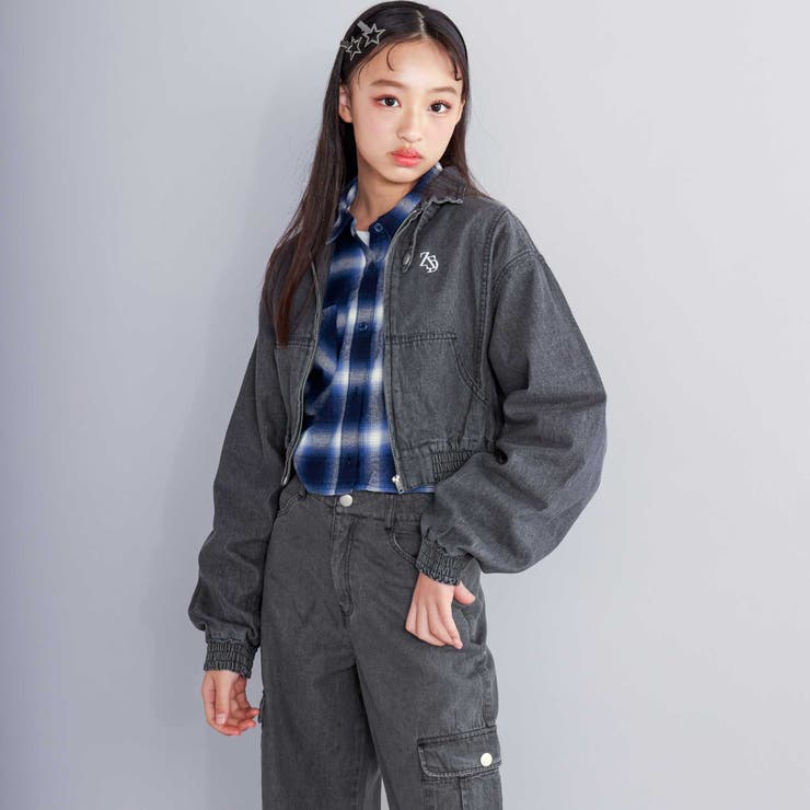 【 ニコ☆プチ 掲載 】ハイネックデニムジャケット(130~160cm) | ZIDDY | 詳細画像6 