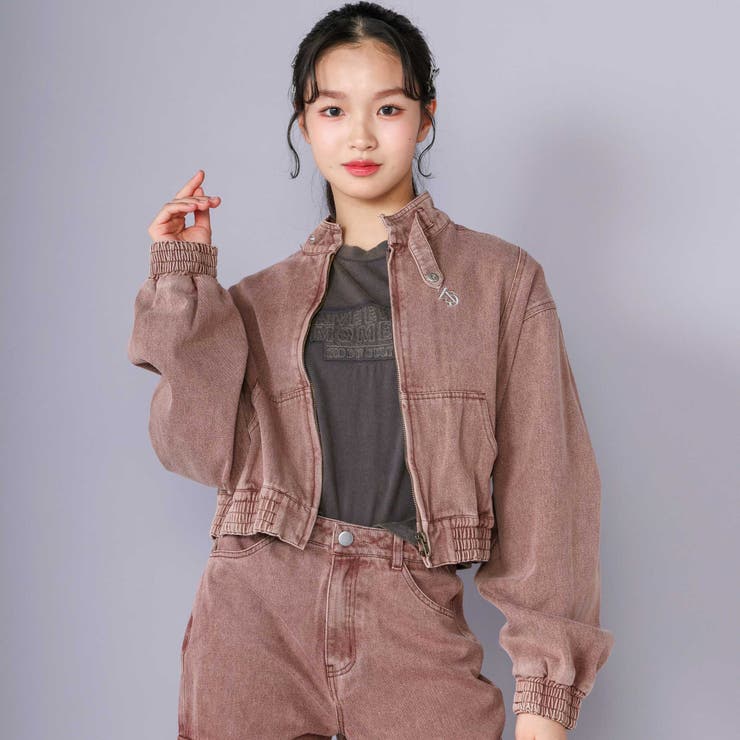 ニコ☆プチ 掲載 】ハイネックデニムジャケット(130~160cm)[品番