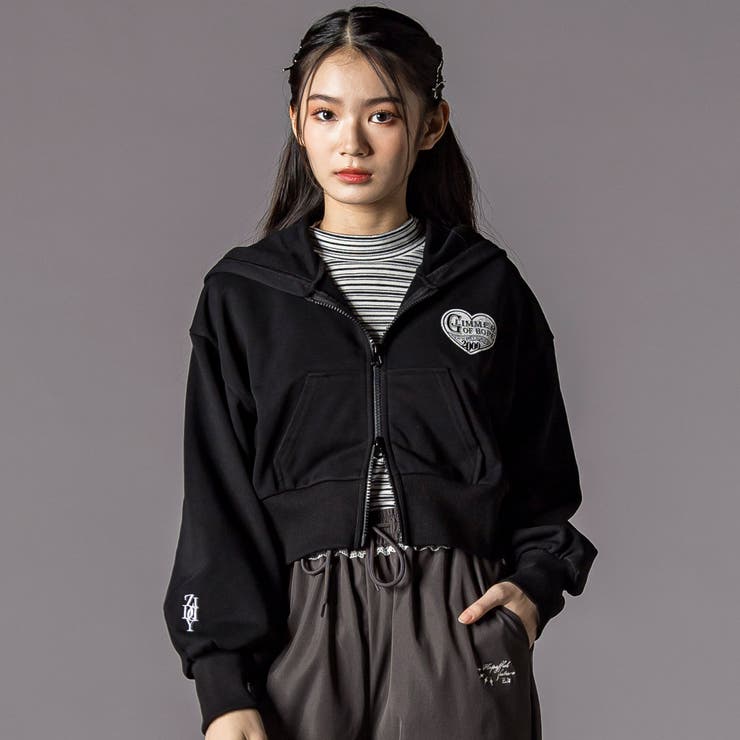 ブラック | ウエスタン短丈ジップアップパーカー(130~160cm) | ZIDDY