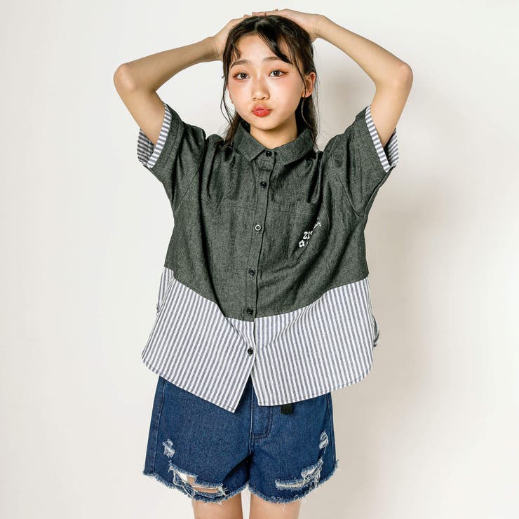 デニムコットンドッキングシャツ(130~160cm)[品番：BEBK0002212