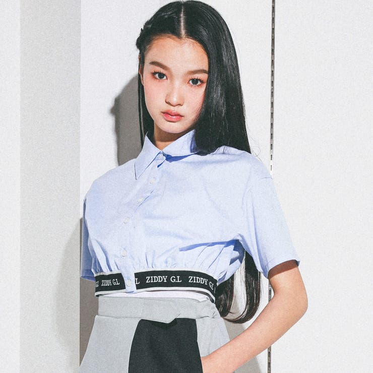 【 ニコ☆プチ 掲載 】裾ゴムクロップドシャツ(130~160cm) | ZIDDY | 詳細画像1 