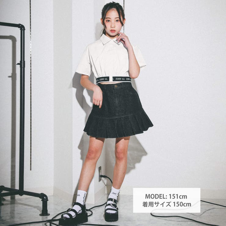 【 ニコ☆プチ 掲載 】裾ゴムクロップドシャツ(130~160cm) | ZIDDY | 詳細画像2 