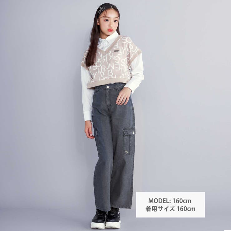 【 ニコ☆プチ 掲載 】ショートベストドッキング風シャツ(130~160cm) | ZIDDY | 詳細画像5 