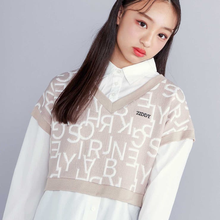 【 ニコ☆プチ 掲載 】ショートベストドッキング風シャツ(130~160cm) | ZIDDY | 詳細画像8 