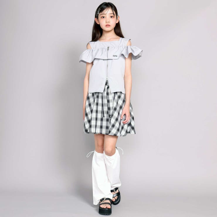 2点セット　学園ブラウス+ジレset 【Gray&Black】　＆　子羊ちゃん白 2WAY肩見せフリルブラウス[品番：BEBK0011348]｜ZIDDY
