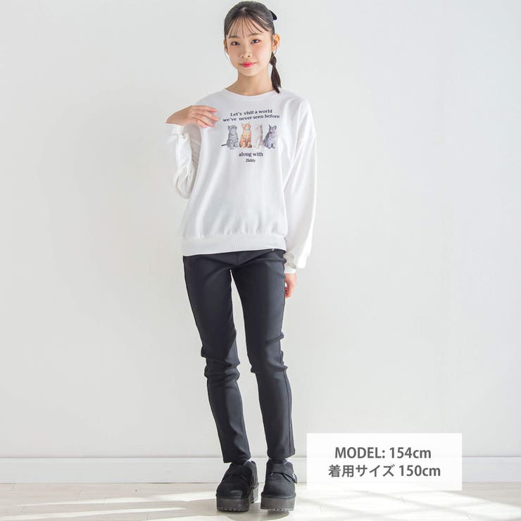 ネコプリント裏起毛トレーナー(130~160cm)[品番：BEBK0010066]｜ZIDDY