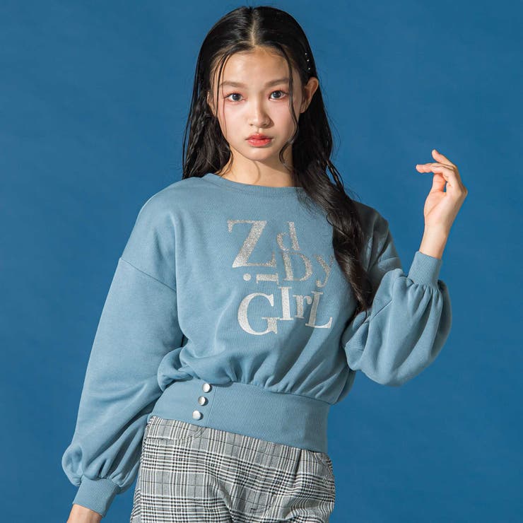 ブルー | 箔プリントトレーナー(130~160cm) | ZIDDY